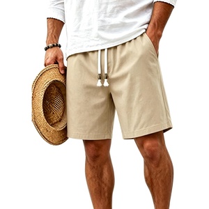 image:imageTACVASEN Men s Casual Shorts 7 Inch Cotton Elastic Waist Drawstring Lightweight Summer Beach Shorts with PocketsLkhaki