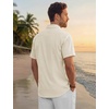 image:imageTACVASEN Mens Casual Button Down Shirts Short Sleeve Cuban Collar Textured Shirt Summer Beach Dress ShirtBeigewhite