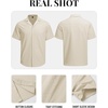 image:imageTACVASEN Mens Casual Button Down Shirts Short Sleeve Cuban Collar Textured Shirt Summer Beach Dress ShirtBeigewhite
