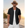 image:imageTACVASEN Mens Casual Button Down Shirts Short Sleeve Cuban Collar Textured Shirt Summer Beach Dress ShirtBlack