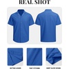 image:imageTACVASEN Mens Casual Button Down Shirts Short Sleeve Cuban Collar Textured Shirt Summer Beach Dress ShirtColorblue