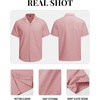 image:imageTACVASEN Mens Casual Button Down Shirts Short Sleeve Cuban Collar Textured Shirt Summer Beach Dress ShirtGraypink