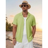 image:imageTACVASEN Mens Casual Button Down Shirts Short Sleeve Cuban Collar Textured Shirt Summer Beach Dress ShirtGreen