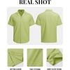 image:imageTACVASEN Mens Casual Button Down Shirts Short Sleeve Cuban Collar Textured Shirt Summer Beach Dress ShirtGreen