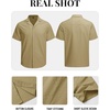 image:imageTACVASEN Mens Casual Button Down Shirts Short Sleeve Cuban Collar Textured Shirt Summer Beach Dress ShirtKhaki
