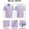 image:imageTACVASEN Mens Casual Button Down Shirts Short Sleeve Cuban Collar Textured Shirt Summer Beach Dress ShirtLtpurple