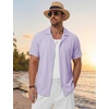 image:imageTACVASEN Mens Casual Button Down Shirts Short Sleeve Cuban Collar Textured Shirt Summer Beach Dress ShirtLtpurple