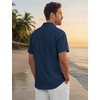 image:imageTACVASEN Mens Casual Button Down Shirts Short Sleeve Cuban Collar Textured Shirt Summer Beach Dress ShirtNavy