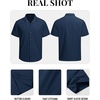 image:imageTACVASEN Mens Casual Button Down Shirts Short Sleeve Cuban Collar Textured Shirt Summer Beach Dress ShirtNavy