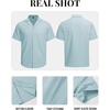 image:imageTACVASEN Mens Casual Button Down Shirts Short Sleeve Cuban Collar Textured Shirt Summer Beach Dress ShirtSkyblue