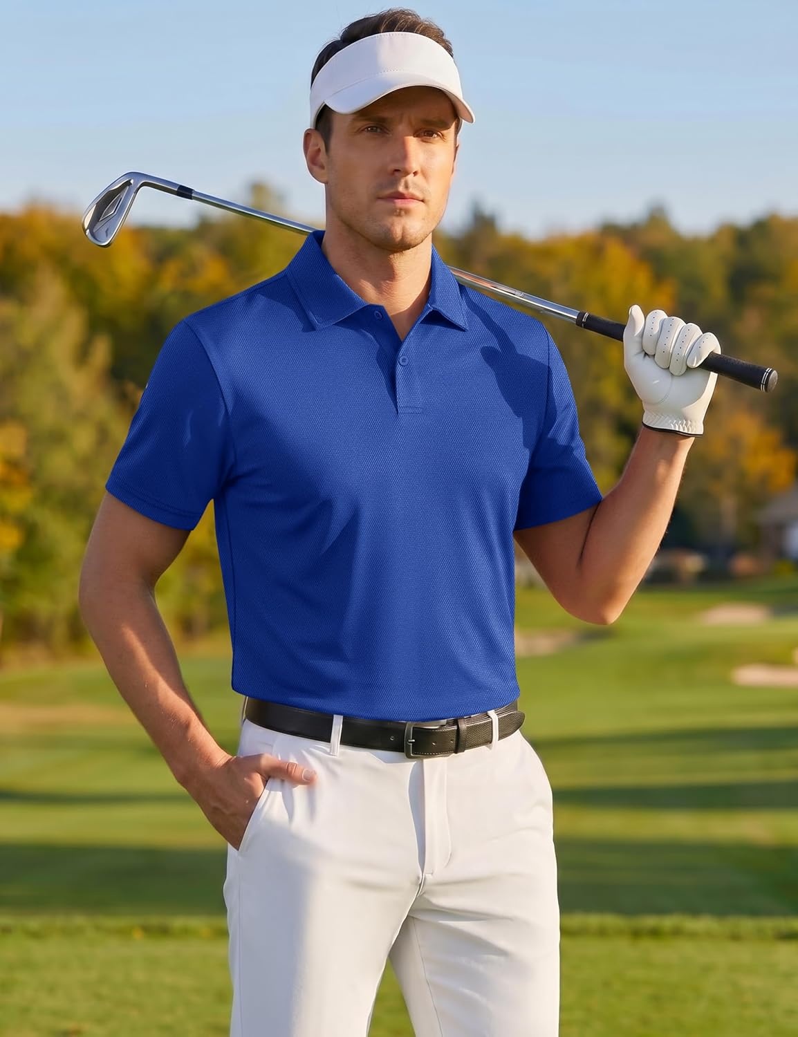 image:imageTACVASEN Mens Polo Shirts Short Sleeve Dry Fit Golf Shirt Collared Moisture Wicking Performance for Work Casual BusinessColorblue