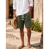 image:imageTACVASEN Mens Cotton Casual Shorts 7 Inch Inseam for Summer Beach Vacation  deep pocketselastic waistvintage drawstringlinen like texturelightweight and soft cottoncasual fit for summer beachArmy Green