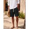 image:imageTACVASEN Mens Cotton Casual Shorts 7 Inch Inseam for Summer Beach Vacation  deep pocketselastic waistvintage drawstringlinen like texturelightweight and soft cottoncasual fit for summer beachBlack
