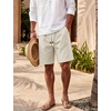 image:imageTACVASEN Mens Cotton Casual Shorts 7 Inch Inseam for Summer Beach Vacation  deep pocketselastic waistvintage drawstringlinen like texturelightweight and soft cottoncasual fit for summer beachBeige White