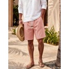 image:imageTACVASEN Mens Cotton Casual Shorts 7 Inch Inseam for Summer Beach Vacation  deep pocketselastic waistvintage drawstringlinen like texturelightweight and soft cottoncasual fit for summer beachPink