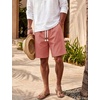 image:imageTACVASEN Mens Cotton Casual Shorts 7 Inch Inseam for Summer Beach Vacation  deep pocketselastic waistvintage drawstringlinen like texturelightweight and soft cottoncasual fit for summer beachWaterlon Red