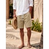 image:imageTACVASEN Mens Cotton Casual Shorts 7 Inch Inseam for Summer Beach Vacation  deep pocketselastic waistvintage drawstringlinen like texturelightweight and soft cottoncasual fit for summer beachKhaki