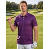 image:imageTACVASEN Mens Golf Shirts Short Sleeve Dry Fit Polo Shirt Performance Print Patterns Collared Casual Shirt for Men AthleticChecker Purple Red