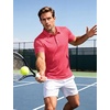 image:imageTACVASEN Mens Golf Shirts Short Sleeve Dry Fit Polo Shirt Performance Print Patterns Collared Casual Shirt for Men AthleticCurve Peach Red