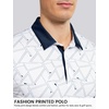 image:imageTACVASEN Mens Golf Shirts Short Sleeve Dry Fit Polo Shirt Performance Print Patterns Collared Casual Shirt for Men AthleticGeometry Black White
