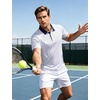 image:imageTACVASEN Mens Golf Shirts Short Sleeve Dry Fit Polo Shirt Performance Print Patterns Collared Casual Shirt for Men AthleticGolf Black White