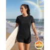image:imageTACVASEN Womens Short Sleeve Workout Shirts UPF 50 Sun Protection Quick Dry Athletic Tops for Running Gym Tee01 Black