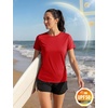 image:imageTACVASEN Womens Short Sleeve Workout Shirts UPF 50 Sun Protection Quick Dry Athletic Tops for Running Gym Tee02 Tomato Red