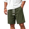 image:imageTACVASEN Mens Cotton Casual Shorts 7 Inch Inseam for Summer Beach Vacation  deep pocketselastic waistvintage drawstringlinen like texturelightweight and soft cottoncasual fit for summer beachArmy Green