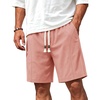 image:imageTACVASEN Mens Cotton Casual Shorts 7 Inch Inseam for Summer Beach Vacation  deep pocketselastic waistvintage drawstringlinen like texturelightweight and soft cottoncasual fit for summer beachPink
