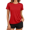 image:imageTACVASEN Womens Short Sleeve Workout Shirts UPF 50 Sun Protection Quick Dry Athletic Tops for Running Gym Tee02 Tomato Red