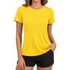 image:imageTACVASEN Womens Short Sleeve Workout Shirts UPF 50 Sun Protection Quick Dry Athletic Tops for Running Gym Tee02 Yellow