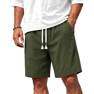 image:imageTACVASEN Mens Cotton Casual Shorts 7 Inch Inseam for Summer Beach Vacation  deep pocketselastic waistvintage drawstringlinen like texturelightweight and soft cottoncasual fit for summer beachArmy Green
