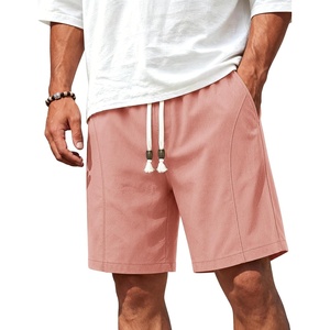 image:imageTACVASEN Mens Cotton Casual Shorts 7 Inch Inseam for Summer Beach Vacation  deep pocketselastic waistvintage drawstringlinen like texturelightweight and soft cottoncasual fit for summer beachPink