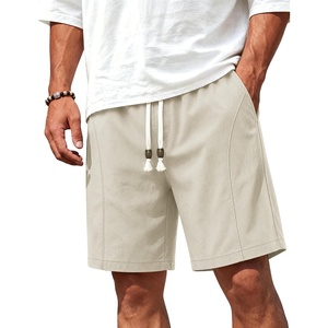 image:imageTACVASEN Mens Cotton Casual Shorts 7 Inch Inseam for Summer Beach Vacation  deep pocketselastic waistvintage drawstringlinen like texturelightweight and soft cottoncasual fit for summer beachBeige White