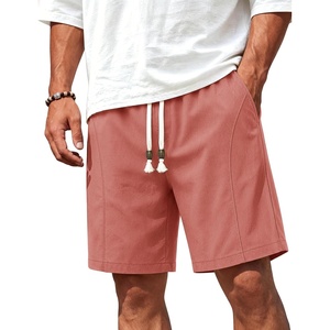 image:imageTACVASEN Mens Cotton Casual Shorts 7 Inch Inseam for Summer Beach Vacation  deep pocketselastic waistvintage drawstringlinen like texturelightweight and soft cottoncasual fit for summer beachWaterlon Red