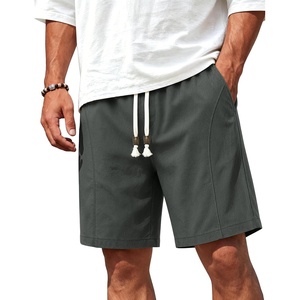 image:imageTACVASEN Mens Cotton Casual Shorts 7 Inch Inseam for Summer Beach Vacation  deep pocketselastic waistvintage drawstringlinen like texturelightweight and soft cottoncasual fit for summer beachDark Grey