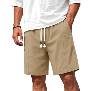 image:imageTACVASEN Mens Cotton Casual Shorts 7 Inch Inseam for Summer Beach Vacation  deep pocketselastic waistvintage drawstringlinen like texturelightweight and soft cottoncasual fit for summer beachKhaki