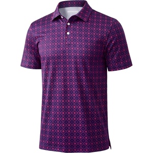 image:imageTACVASEN Mens Golf Shirts Short Sleeve Dry Fit Polo Shirt Performance Print Patterns Collared Casual Shirt for Men AthleticChecker Purple Red