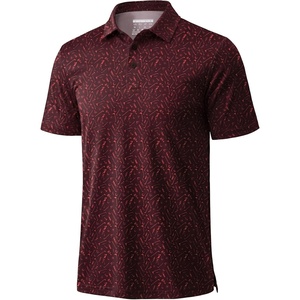 image:imageTACVASEN Mens Golf Shirts Short Sleeve Dry Fit Polo Shirt Performance Print Patterns Collared Casual Shirt for Men AthleticClub Wine Red