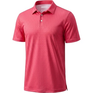 image:imageTACVASEN Mens Golf Shirts Short Sleeve Dry Fit Polo Shirt Performance Print Patterns Collared Casual Shirt for Men AthleticCurve Peach Red