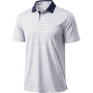 image:imageTACVASEN Mens Golf Shirts Short Sleeve Dry Fit Polo Shirt Performance Print Patterns Collared Casual Shirt for Men AthleticGolf Black White