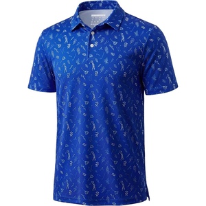 image:imageTACVASEN Mens Golf Shirts Short Sleeve Dry Fit Polo Shirt Performance Print Patterns Collared Casual Shirt for Men AthleticGolf Royal Blue