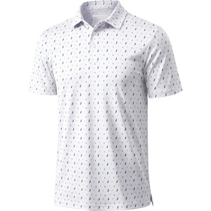 image:imageTACVASEN Mens Golf Shirts Short Sleeve Dry Fit Polo Shirt Performance Print Patterns Collared Casual Shirt for Men AthleticTrophy Pink White