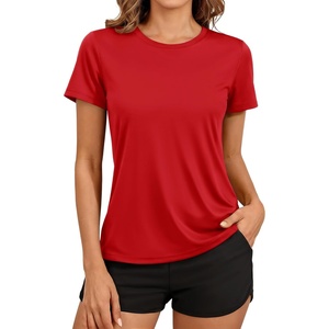 image:imageTACVASEN Womens Short Sleeve Workout Shirts UPF 50 Sun Protection Quick Dry Athletic Tops for Running Gym Tee02 Tomato Red
