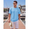 image:imageTACVASEN Mens Cotton TShirts Short Sleeve Crew Neck Soft Comfort Basic  Casual plain loose fitxstitch designlightweight textured fabricdaily outfitsports and beach vacations06 Sky Blue