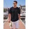 image:imageTACVASEN Mens Cotton TShirts Short Sleeve Crew Neck Soft Comfort Basic  Casual plain loose fitxstitch designlightweight textured fabricdaily outfitsports and beach vacations01 Black