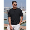 image:imageTACVASEN Mens Cotton TShirts Short Sleeve Crew Neck Soft Comfort Basic  Casual plain loose fitxstitch designlightweight textured fabricdaily outfitsports and beach vacations01 Black