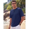 image:imageTACVASEN Mens Cotton TShirts Short Sleeve Crew Neck Soft Comfort Basic  Casual plain loose fitxstitch designlightweight textured fabricdaily outfitsports and beach vacations03 Navy