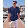 image:imageTACVASEN Mens Cotton TShirts Short Sleeve Crew Neck Soft Comfort Basic  Casual plain loose fitxstitch designlightweight textured fabricdaily outfitsports and beach vacations03 Navy