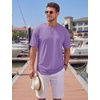 image:imageTACVASEN Mens Cotton TShirts Short Sleeve Crew Neck Soft Comfort Basic  Casual plain loose fitxstitch designlightweight textured fabricdaily outfitsports and beach vacations09 Light Purple